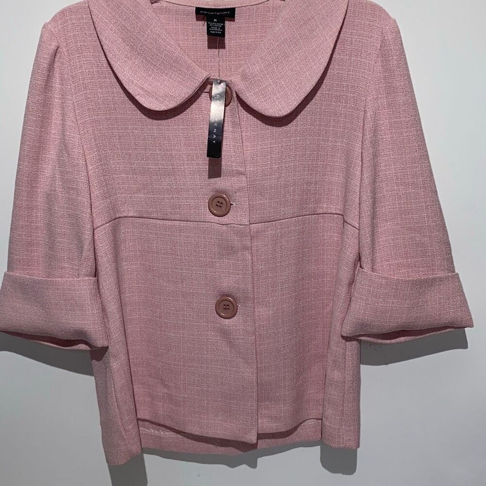 Courtenay Pink Short Sleeve Blazer Peter Pan Collar Textured Jacket Mens Size M